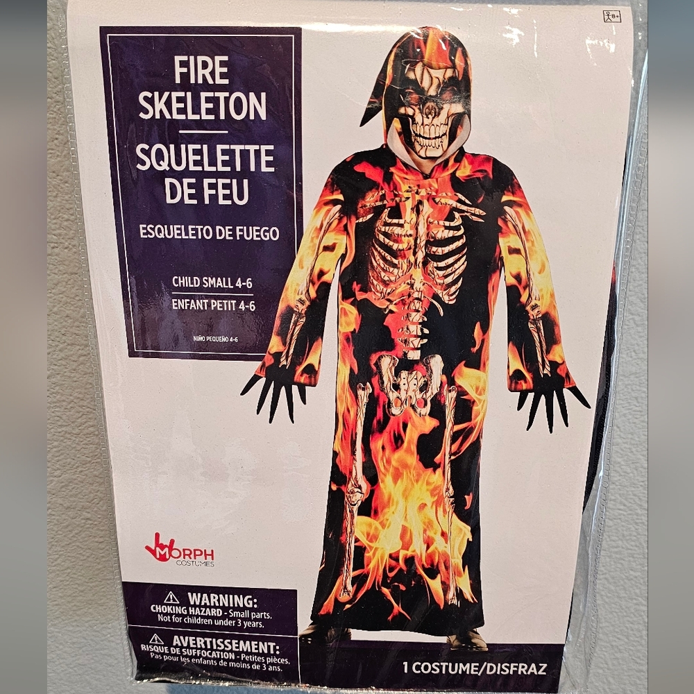 Fire Skeleton Kids Costume (Child Small 4-6)